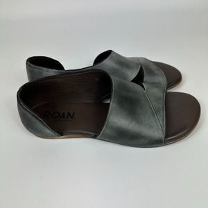 Roan by Bed Stu Sandals Women's Gray Leather Slip On Flat Shoes Size 8 Boho